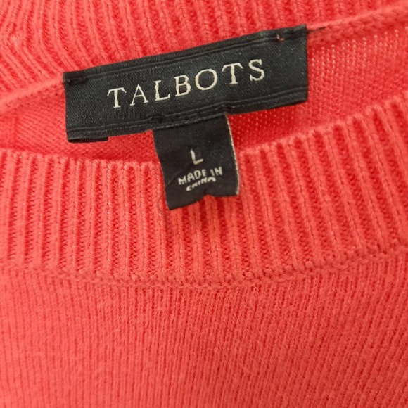 Talbots| Blue & Coral Lightweight Button Sweater Size L - Picture 5 of 6